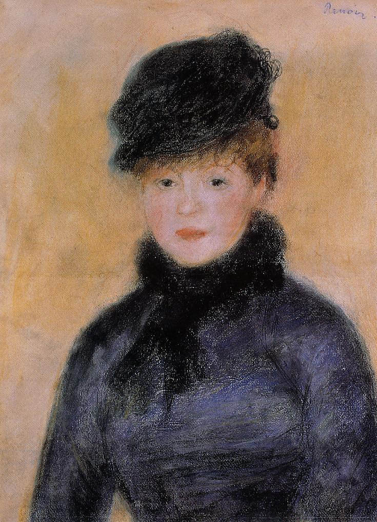 穿蓝色衬衫的女人 Woman with a Blue Blouse (c.1882 - 1883),皮耶尔·奥古斯特·雷诺阿
