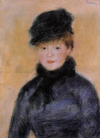 穿蓝色衬衫的女人 Woman with a Blue Blouse (c.1882 – 1883)，皮耶尔·奥古斯特·雷诺阿