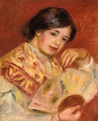 拿扇子的女人 Woman with a Fan (c.1906)，皮耶尔·奥古斯特·雷诺阿