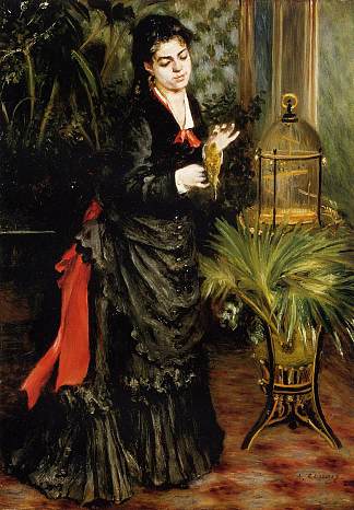 《鹦鹉的女人》（Henriette Darras） Woman with a Parrot (Henriette Darras) (1871)，皮耶尔·奥古斯特·雷诺阿