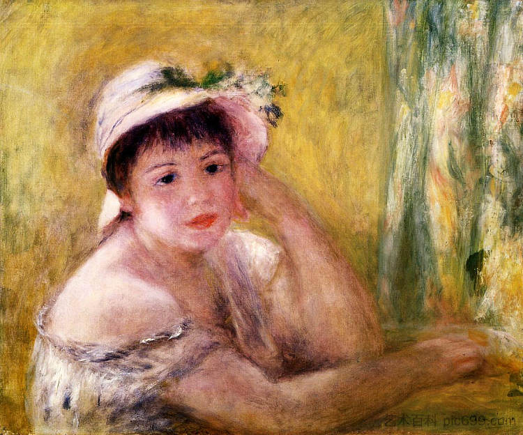戴草帽的女人 Woman with a Straw Hat (1880),皮耶尔·奥古斯特·雷诺阿
