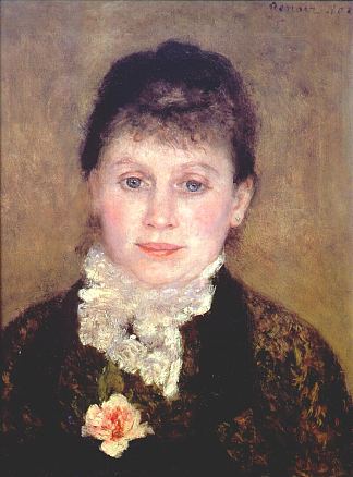 女人与白色的jabot。 Woman with a white jabot (1880)，皮耶尔·奥古斯特·雷诺阿
