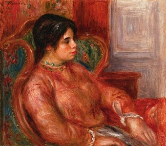 拿着绿色椅子的女人 Woman with Green Chair (c.1900)，皮耶尔·奥古斯特·雷诺阿
