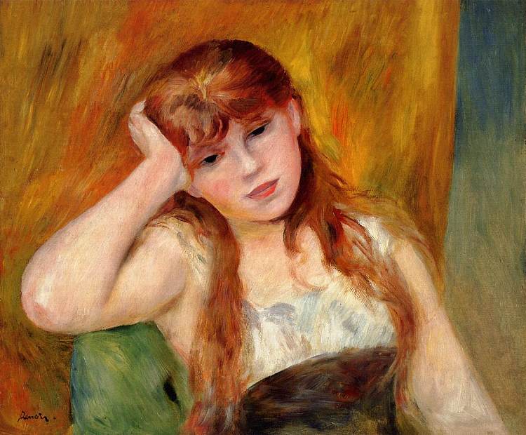 年轻的金发女郎 Young Blond Woman (1886)，皮耶尔·奥古斯特·雷诺阿