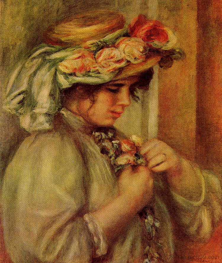 戴帽子的小女孩 Young Girl in a Hat (c.1900)，皮耶尔·奥古斯特·雷诺阿