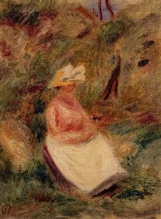 小女孩在树林里 Young Girl in the Woods (c.1910)，皮耶尔·奥古斯特·雷诺阿