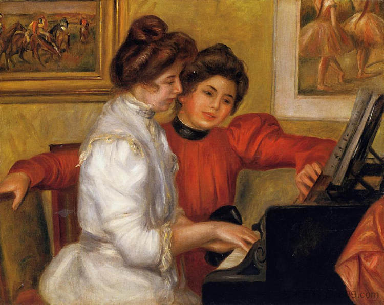 钢琴旁的少女 Young Girls at the Piano (1892)，皮耶尔·奥古斯特·雷诺阿