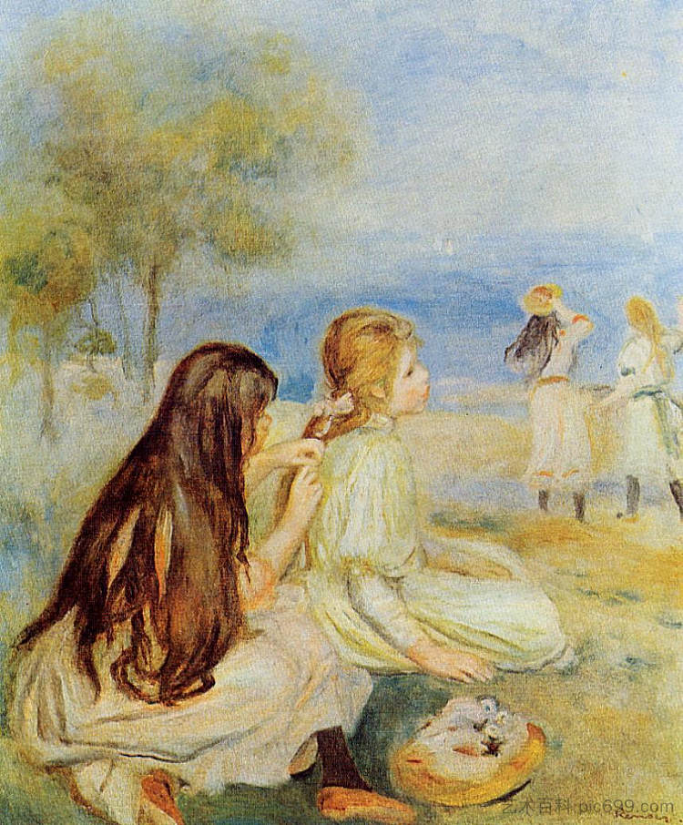 海边的少女 Young Girls by the Sea (1894)，皮耶尔·奥古斯特·雷诺阿