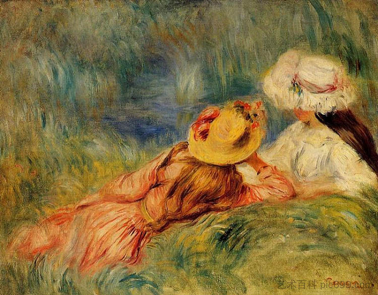 《水边的少女 Young Girls by the Water (c.1893),皮耶尔·奥古斯特·雷诺阿