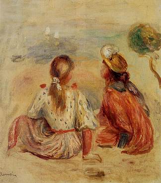 海滩上的年轻女孩 Young Girls on the Beach (1898)，皮耶尔·奥古斯特·雷诺阿