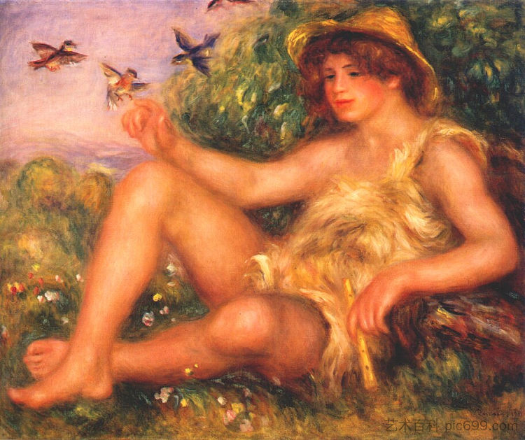 休息中的年轻牧羊人(亚历山大·瑟尼松) Young shepherd in repose (Alexander Thurneysson) (1911),皮耶尔·奥古斯特·雷诺阿
