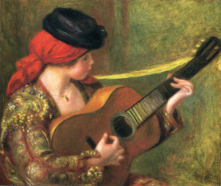 拿着吉他的年轻西班牙女子 Young Spanish Woman with a Guitar (1898)，皮耶尔·奥古斯特·雷诺阿