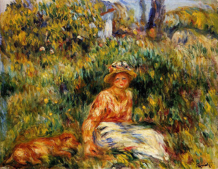 花园里的年轻女子 Young Woman in a Garden (c.1916),皮耶尔·奥古斯特·雷诺阿