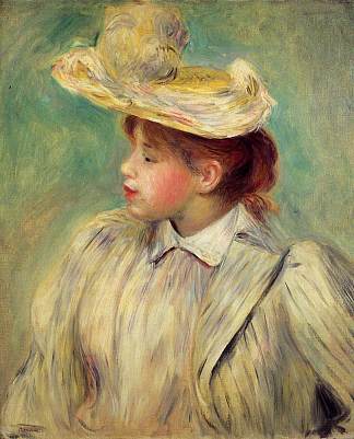 戴草帽的年轻女子 Young Woman in a Straw Hat，皮耶尔·奥古斯特·雷诺阿