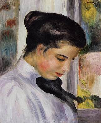 年轻女子侧影 Young Woman in Profile (1897)，皮耶尔·奥古斯特·雷诺阿