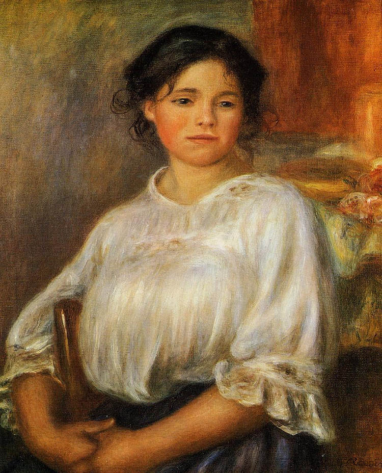 坐着的年轻女子 Young Woman Seated (1909),皮耶尔·奥古斯特·雷诺阿