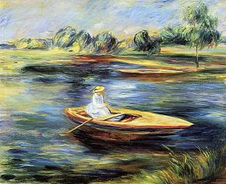 坐在划艇上的年轻女子 Young Woman Seated in a Rowboat，皮耶尔·奥古斯特·雷诺阿