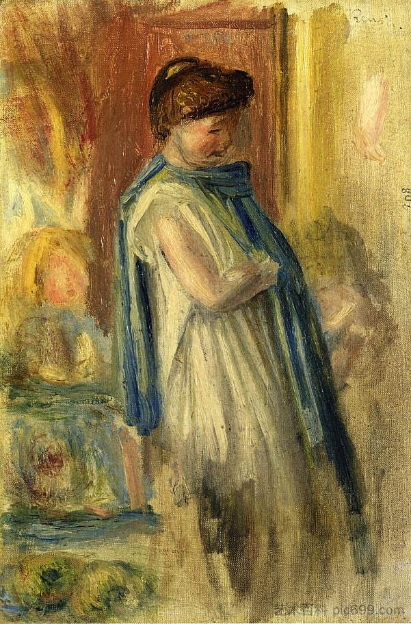 站着的年轻女子 Young Woman Standing (1895)，皮耶尔·奥古斯特·雷诺阿