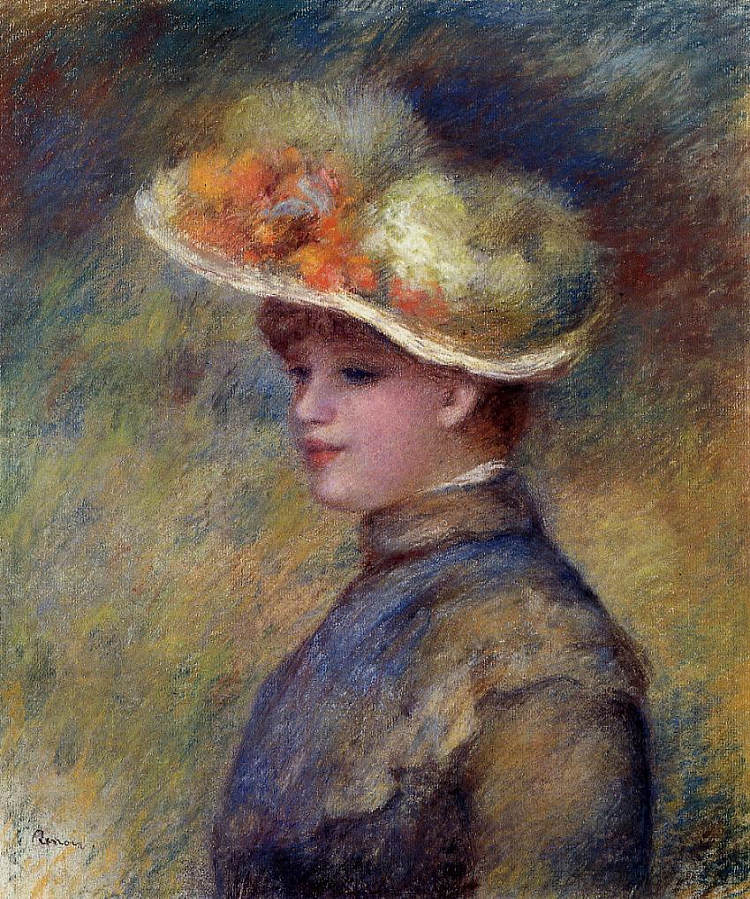 戴帽子的年轻女子 Young Woman Wearing a Hat,皮耶尔·奥古斯特·雷诺阿