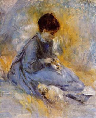 年轻女子与狗 Young Woman with a Dog (1876)，皮耶尔·奥古斯特·雷诺阿