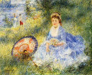 拿着日本伞的年轻女子 Young Woman with a Japanese Umbrella (1876)，皮耶尔·奥古斯特·雷诺阿