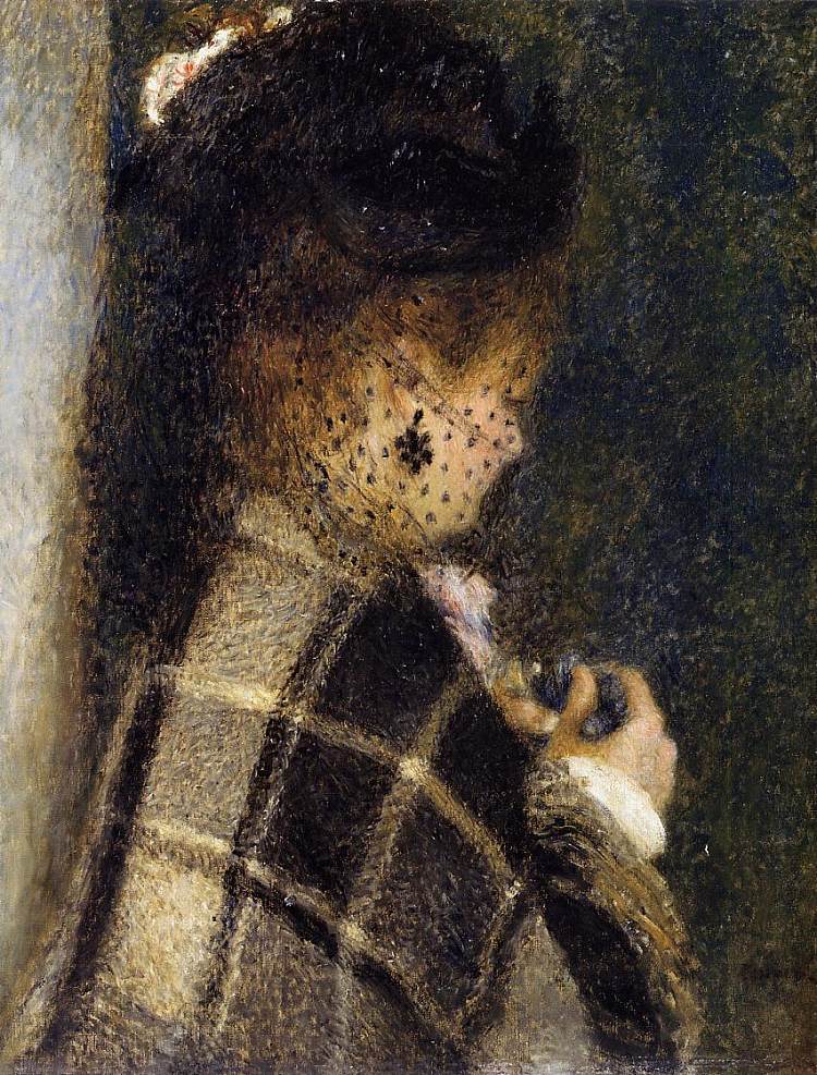戴面纱的年轻女子 Young Woman with a Veil (c.1875 - 1877)，皮耶尔·奥古斯特·雷诺阿