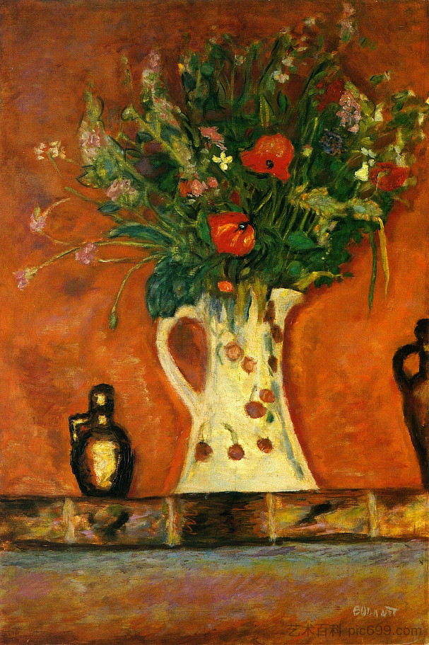 地幔上的花朵 Flowers on a Mantlepiece (1913)，皮尔·波纳尔