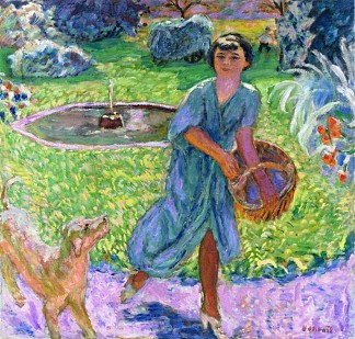 Girl Play with a Dog （Vivette Terrasse） Girl Playing with a Dog (Vivette Terrasse) (1913)，皮尔·波纳尔