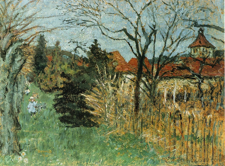 大伦普斯公园里的女孩和狗(也称为多芬) Girl with a Dog in the Park at Grand Lemps (also known as Dauphine) (1900),皮尔·波纳尔