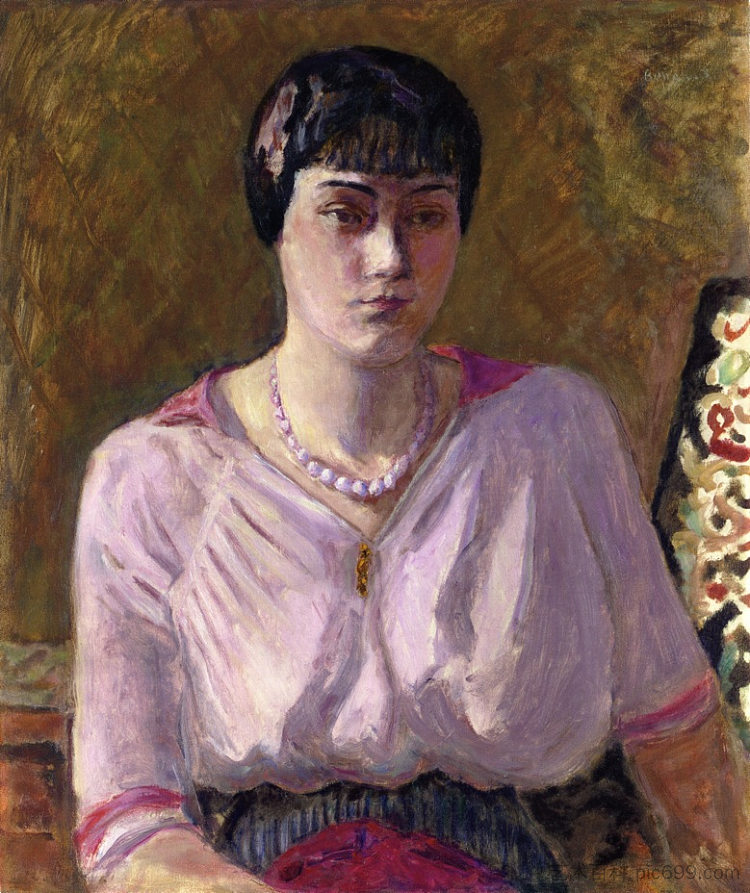 一个女孩的肖像，蕾妮·特拉塞小姐 Portrait of a girl, Mademoiselle Renee Terrasse (1916)，皮尔·波纳尔