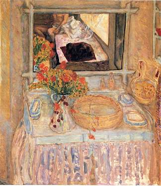 红色和黄色花束的马桶 Toilet with a bouquet red and yellow (1913)，皮尔·波纳尔