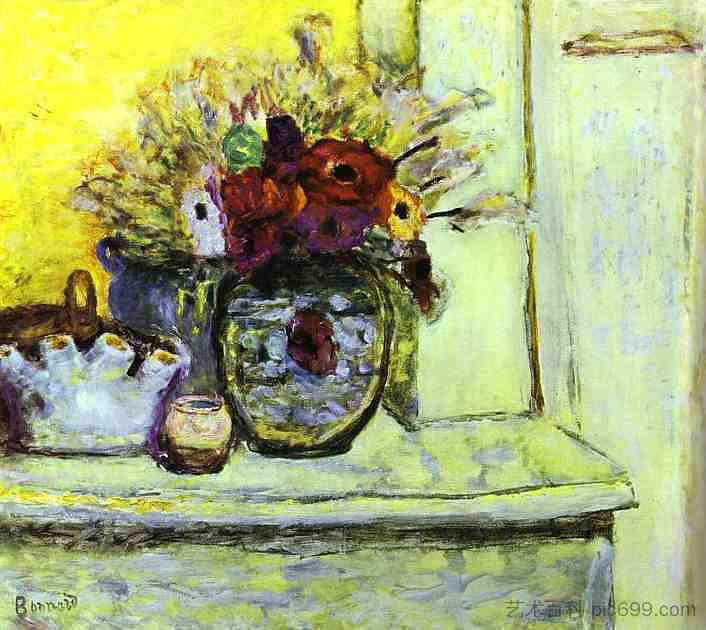 花瓶与风和空花瓶 Vase with Anemonies and Empty Vase (c.1933)，皮尔·波纳尔