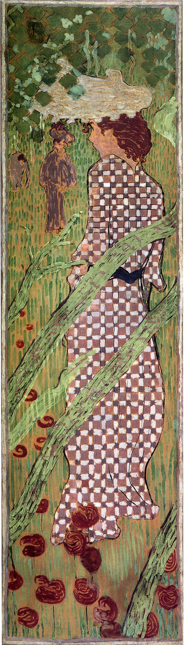 穿格子连衣裙的女人 Woman in a Checked Dress (1892 - 1898)，皮尔·波纳尔