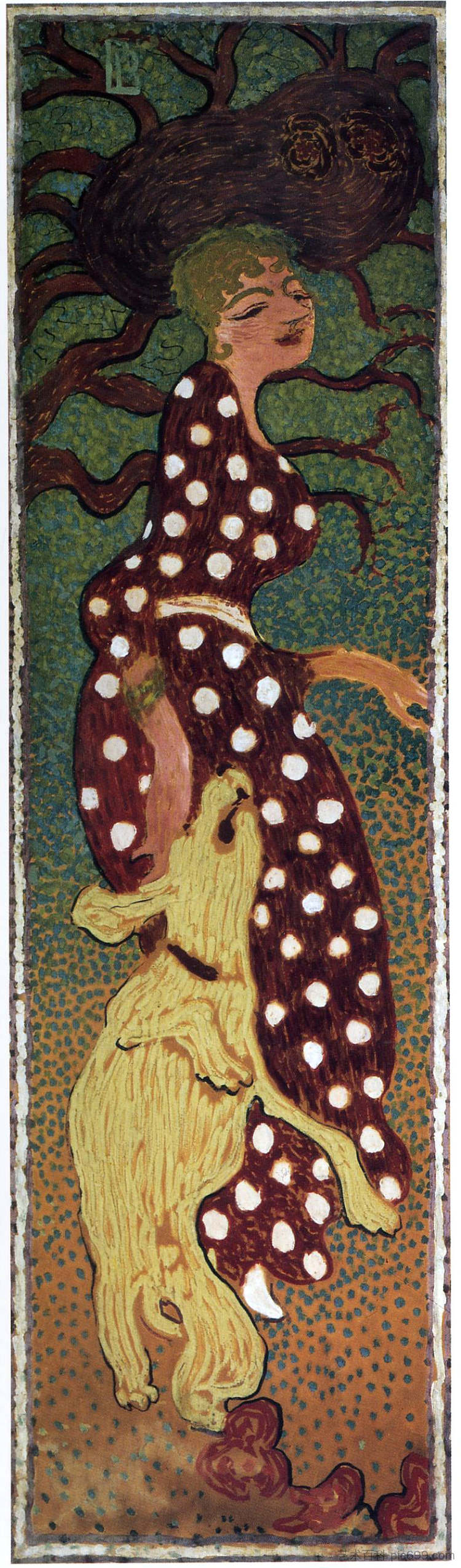 穿着波点连衣裙的女人 Woman in a Polka Dot Dress (1892 - 1898)，皮尔·波纳尔