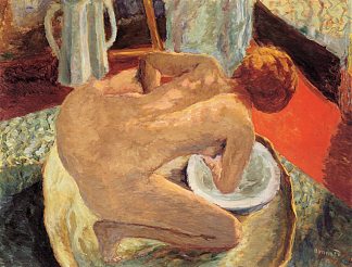 浴缸里的女人（也称为裸体蹲在浴缸里） Woman in a Tub (also known as Nude Crouching in a Tub) (1912)，皮尔·波纳尔