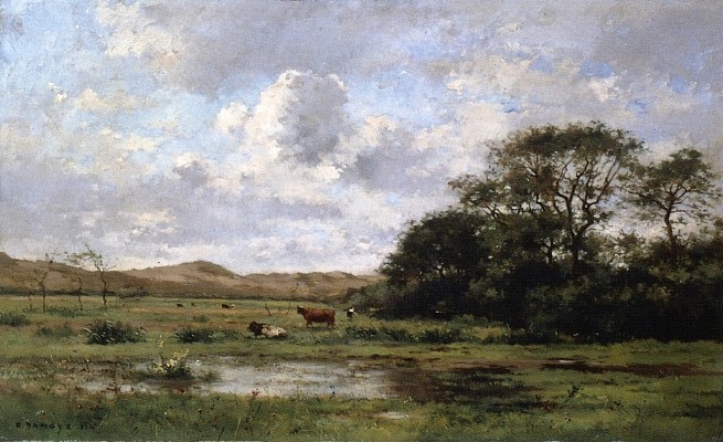 有奶牛的风景 A Landscape with Cows (1881)，皮埃尔伊曼纽尔达摩耶