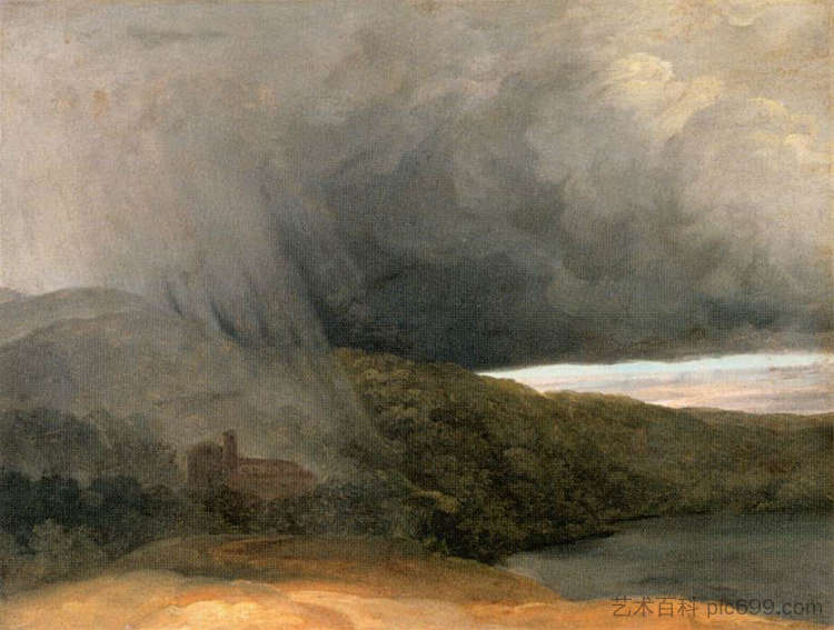 湖边的风暴 Storm by a Lake (1780)，皮埃尔-亨利·德·瓦朗谢讷