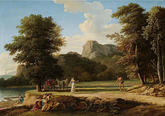 古典风景 – 尤利西斯恳求娜乌西卡的帮助 Classical Landscape – Ulysses Imploring the Assistance of Nausicaa (1790)，皮埃尔-亨利·德·瓦朗谢讷