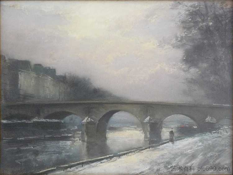 巴黎，玛丽桥，冬季 Paris, Le Pont Marie, l'hiver，皮埃尔-雅克·佩尔蒂埃