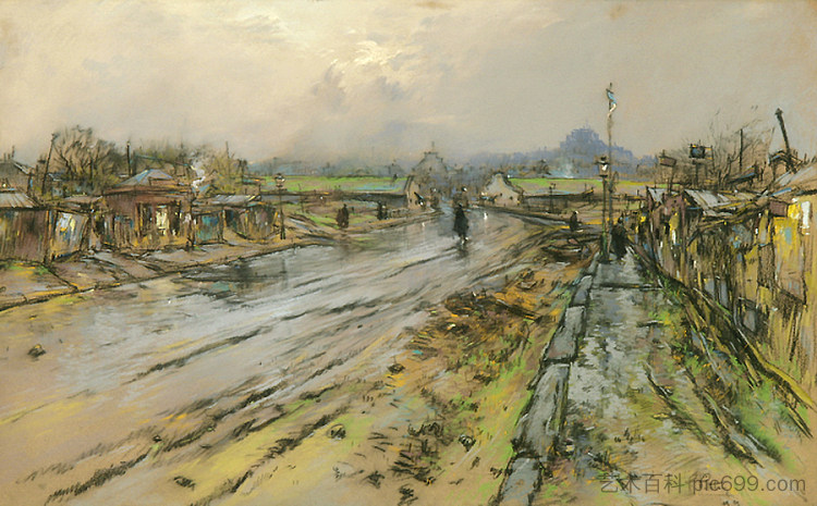 巴黎郊区的景观(圣旺? Paysage De La Banlieue Parisienne (St Ouen?),皮埃尔-雅克·佩尔蒂埃