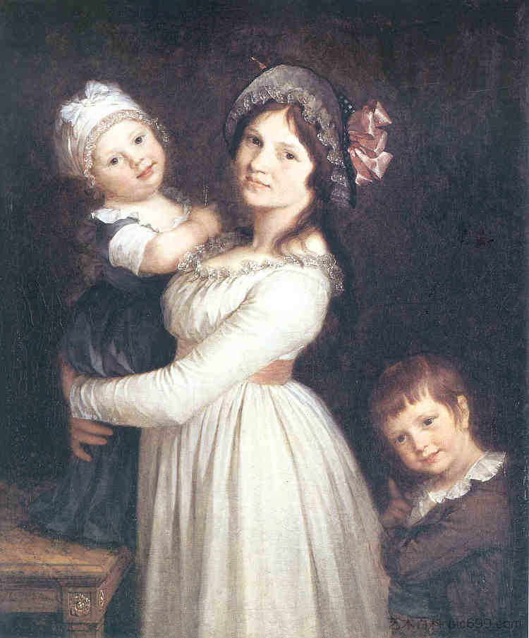 安东尼夫人和她的孩子们的全家福 Family portrait of Madame Anthony and her children (1785; France  )，皮埃尔·保罗·普吕东