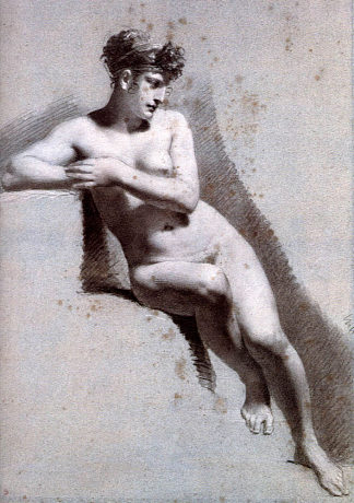 女性裸体倾向 Female Nude Leaning (c.1800; France                     )，皮埃尔·保罗·普吕东