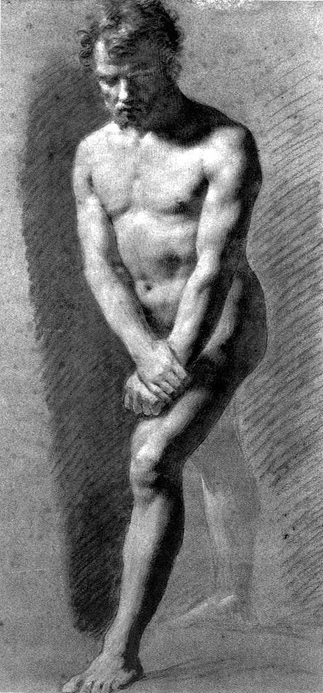 男性裸体抓住他的手腕 Male Nude Grasping his Wrists (c.1800; France  )，皮埃尔·保罗·普吕东