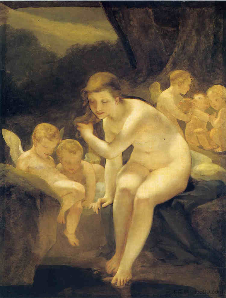 维纳斯沐浴（纯真） Venus Bathing (Innocence) (c.1810; France  )，皮埃尔·保罗·普吕东