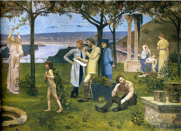 在艺术与自然之间(局部) Between Art and Nature (detail) (1888),皮埃尔·皮维·德·夏凡纳