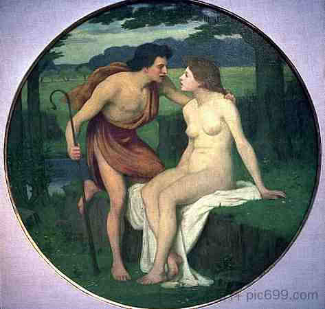 达芙尼斯和克洛伊 Daphnis and Chloe (c.1875 - c.1890)，皮埃尔·皮维·德·夏凡纳