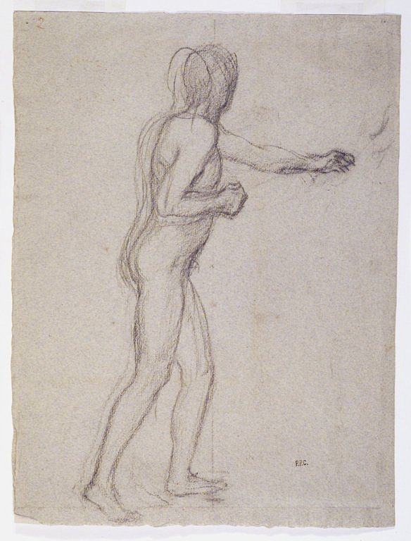 站立男性裸体研究 Study of a Standing Male Nude (1878 - 1882)，皮埃尔·皮维·德·夏凡纳