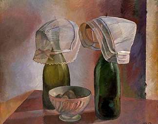 静物与瓶子和布列塔尼帽子 Still Life with Bottles and Breton Bonnets (1924)，皮尔·罗伊