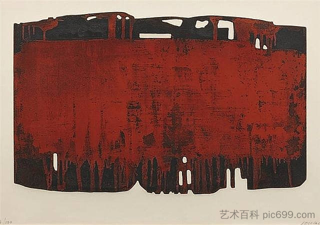 锈黑成分二十五 Composition rouille et noire XXV (1974)，皮埃尔·苏拉热