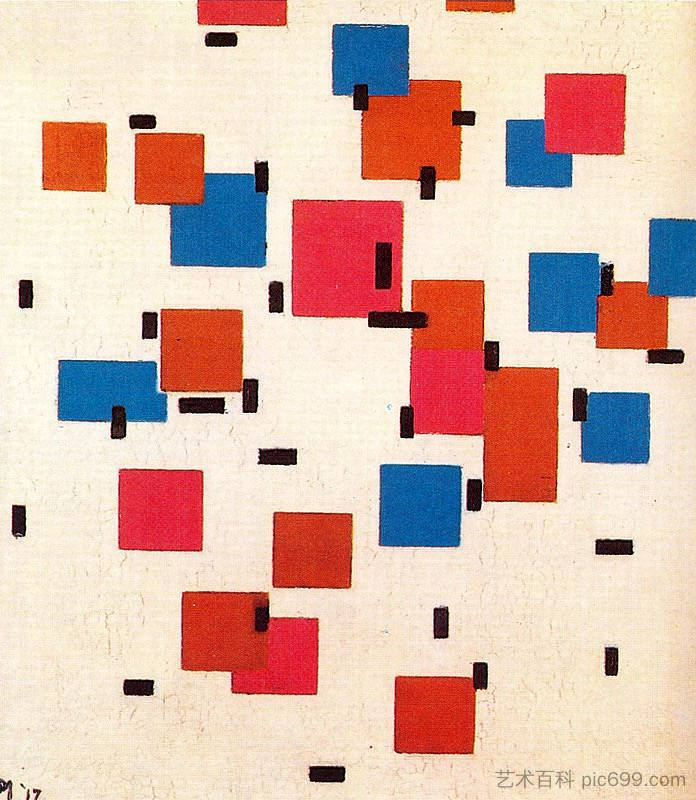 A色构图 Composition in Color A (1917)，皮特·蒙德里安